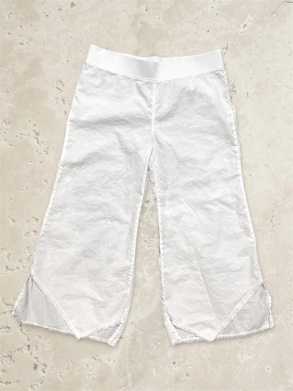 Wearables White Linen and Cotton Wide Leg Pant • Like NEW
